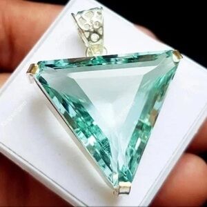 51.22 ct Trillion cut Aquamarine in 925 Sterling Silver Setting